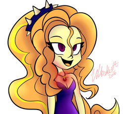 Size: 559x515 | Tagged: dead source, safe, artist:wubcakeva, adagio dazzle, equestria girls, g4, amulet, bare shoulders, cleavage, female, sleeveless, solo, strapless
