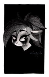 Size: 2128x3335 | Tagged: safe, artist:wirbelsaule, rainbow dash, g4, alternate hairstyle, crying, female, goth, grunge, high res, ink, running makeup, sad, solo, traditional art