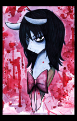 Size: 2168x3385 | Tagged: safe, artist:wirbelsaule, oc, oc only, oc:yasei urami, blood, high res, portrait, traditional art, watercolor painting