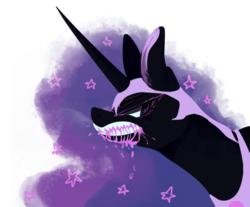 Size: 1024x849 | Tagged: safe, artist:marshmellowcannibal, nightmare moon, g4, angry, drool, female, frown, glare, gritted teeth, growling, sharp teeth, simple background, solo, teeth, transparent background