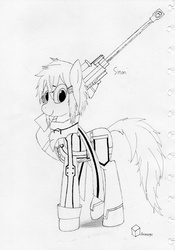 Size: 2448x3490 | Tagged: safe, artist:animerge, pony, crossover, high res, ponified, solo, traditional art