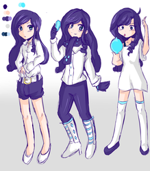Size: 1739x1986 | Tagged: safe, artist:applestems, rarity, human, g4, clothes, humanized, skinny, socks, thigh highs, thin