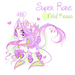 Size: 900x900 | Tagged: safe, artist:ipun, oc, oc only, oc:petal kisses, original species, dewlette, heart eyes, simple background, solo, white background, wingding eyes