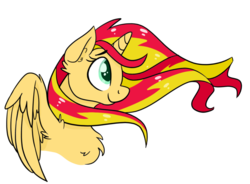 Size: 1024x752 | Tagged: safe, artist:zombietoasts, sunset shimmer, alicorn, pony, g4, alicornified, chest fluff, female, race swap, shimmercorn, solo
