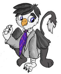 Size: 1241x1501 | Tagged: safe, artist:parassaux, oc, oc only, oc:talon turing, griffon, fanfic:the iron horse: everything's better with robots, background removed, clothes, fanfic art, griffon oc, necktie, simple background, suit, white background