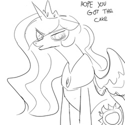 Size: 1500x1500 | Tagged: safe, artist:dragoncircle, princess celestia, g4, cake, cakelestia, doodle, food, lazy, sketch