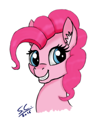 Size: 1348x1740 | Tagged: safe, artist:speed-chaser, pinkie pie, g4, bust, female, signature, simple background, solo, transparent background