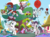 Size: 800x599 | Tagged: safe, artist:broozerpunch, double diamond, night glider, party favor, sugar belle, twilight sparkle, alicorn, pony, zombie, g4, all star zombie, balloon, balloon zombie, crossover, cupcake, dynamite, equal cutie mark, equal four, equalized, explosives, female, food, football helmet, helmet, jack in the box zombie, mare, newspaper, newspaper zombie, plants vs zombies, twilight sparkle (alicorn)