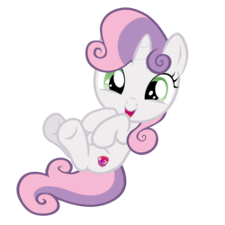 Size: 1280x1280 | Tagged: safe, artist:disneyequestrian2012, sweetie belle, pony, unicorn, g4, cute, cutie mark, diabetes, diasweetes, female, filly, foal, looking at you, on back, open mouth, simple background, smiling, solo, the cmc's cutie marks, transparent background, vector, weapons-grade cute