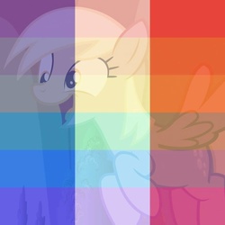 Size: 960x960 | Tagged: safe, edit, derpy hooves, pegasus, pony, g4, slice of life (episode), cute, derpabetes, derpy pride, female, france, gay pride, gay pride flag, mare, open mouth, pride, rainbow, rainbow filter, smiling, solo, symbol