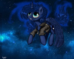 Size: 1024x819 | Tagged: safe, artist:redvais, artist:redvaisandandre, princess luna, g4, clothes, crying, female, solo, space
