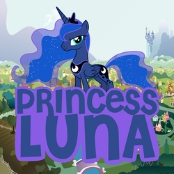 Size: 5000x5000 | Tagged: safe, artist:1nsp1r, princess luna, alicorn, pony, g4, absurd resolution, canterlot, crown, female, giant pony, giantess, jewelry, macro, mare, ponyville, regalia, solo