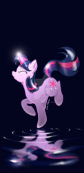 Size: 800x1640 | Tagged: safe, artist:ironraptor, twilight sparkle, g4, female, magic, reflection, solo, water, watermark