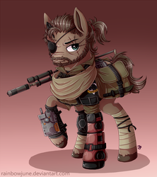 Size: 1005x1133 | Tagged: safe, artist:rainbowjune, pony, metal gear, metal gear solid 5, ponified, solo, venom snake