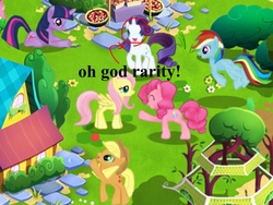 Size: 2048x1536 | Tagged: safe, gameloft, applejack, fluttershy, pinkie pie, rainbow dash, rarity, twilight sparkle, g4, derp, mane six, red circle