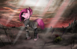 Size: 3357x2116 | Tagged: safe, artist:vinicius040598, pinkie pie, g4, the cutie re-mark, alternate timeline, apinkalypse pie, crystal war timeline, female, helmet, high res, pinkamena diane pie, solo