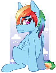 Size: 1372x1773 | Tagged: safe, artist:higglytownhero, rainbow dash, g4, rainbow blitz, rule 63, simple background, solo, wet mane