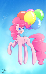 Size: 1200x1920 | Tagged: safe, artist:laptop-pone, pinkie pie, earth pony, pony, g4, balloon, female, solo, then watch her balloons lift her up to the sky