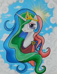 Size: 1024x1313 | Tagged: safe, artist:deadliestvenom, princess celestia, g4, female, solo, traditional art