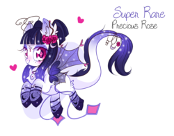 Size: 900x707 | Tagged: safe, artist:ipun, oc, oc only, oc:precious rose, original species, dewlette, donut steel, heart eyes, simple background, solo, white background, wingding eyes