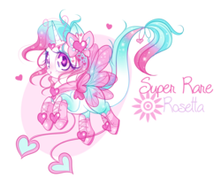 Size: 1024x856 | Tagged: safe, artist:ipun, oc, oc only, oc:rosetta, original species, dewlette, heart eyes, simple background, solo, white background, wingding eyes