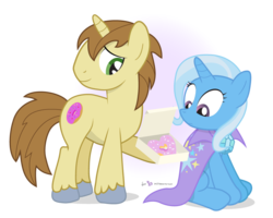 Size: 963x770 | Tagged: safe, artist:dm29, donut joe, trixie, pony, unicorn, g4, bread, crack shipping, donut, donutrix, female, food, heart, julian yeo is trying to murder us, male, mare, shipping, simple background, straight, transparent background