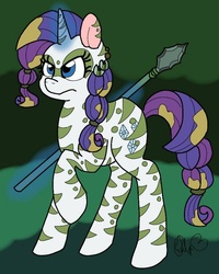 Size: 600x749 | Tagged: safe, artist:sweetheart-arts, rarity, g4, alternate timeline, chrysalis resistance timeline, female, magic, solo, spear, weapon