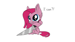 Size: 1930x1080 | Tagged: safe, artist:emalajiss36, pinkie pie, g4, chibi, female, knife, pinkamena diane pie, solo