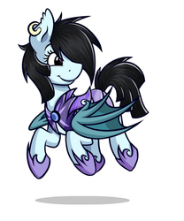 Size: 604x726 | Tagged: safe, artist:rubywave32, oc, oc only, oc:mono noise, bat pony, pony, armor, ear piercing, earring, female, guardsmare, jewelry, night guard, piercing, royal guard, solo