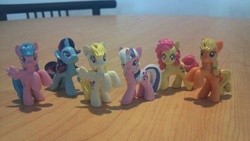 Size: 3264x1836 | Tagged: safe, artist:spacepig22, applejack (g1), firefly, posey, sparkler (g1), surprise, twilight, pony, g1, g4, customized toy, g1 six, g1 to g4, generation leap, irl, photo, toy