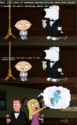 Size: 349x567 | Tagged: safe, edit, rainbow dash, g4, barely pony related, brian griffin, downvote bait, family guy, male, op is a duck, stewie griffin