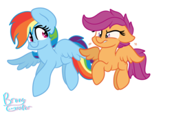 Size: 3000x2000 | Tagged: safe, artist:lynchristina, rainbow dash, scootaloo, g4, floppy ears, high res, scootaloo can fly, scootalove