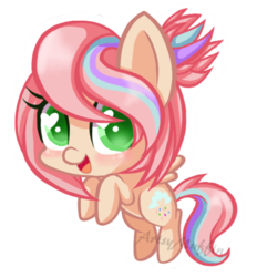 Size: 600x647 | Tagged: safe, artist:artsymuffin, oc, oc only, oc:sweet skies, chibi, heart eyes, simple background, solo, transparent background, watermark, wingding eyes