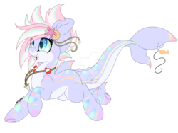 Size: 1600x1200 | Tagged: safe, artist:pvrii, oc, oc only, merpony, original species, shark, shark pony, starfish, fishing hook, necklace, shell, simple background, solo, tooth, transparent background, watermark