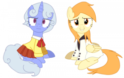Size: 850x536 | Tagged: safe, artist:게르亡, oc, oc only, oc:dcpony, oc:oupony, clothes
