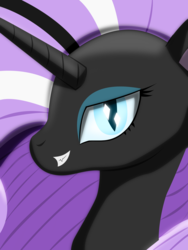 Size: 2400x3200 | Tagged: safe, artist:acleus097, nightmare rarity, pony, unicorn, g4, antagonist, female, high res, smiling, solo, unicorn master race