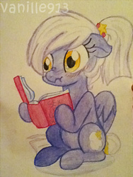 Size: 720x960 | Tagged: safe, artist:spookyle, oc, oc only, oc:night star, book, scrunchy face, solo, traditional art