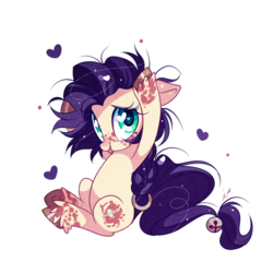 Size: 1000x1000 | Tagged: safe, artist:ipun, oc, oc only, oc:silver mine, bell, braid, cute, freckles, heart eyes, simple background, solo, transparent background, unshorn fetlocks, wingding eyes