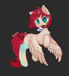 Size: 900x1000 | Tagged: safe, artist:lemonheart, oc, oc only, pegasus, pony, black background, candy, chocolate bar, clothes, eating, food, looking at you, mouth hold, simple background, solo, stockings