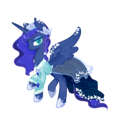 Size: 800x800 | Tagged: safe, artist:lemonheart, princess luna, alicorn, pony, g4, alternate hairstyle, clothes, dress, female, hanbok, looking at you, raised hoof, simple background, solo, transparent background