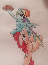 Size: 1280x1707 | Tagged: safe, artist:kittyhawk-contrail, pinkie pie, rainbow dash, g4, traditional art