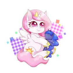 Size: 1500x1500 | Tagged: safe, artist:dun, princess celestia, princess luna, g4, cewestia, doll, female, filly, pink-mane celestia, pixiv, solo, toy, younger