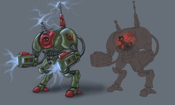 Size: 2000x1200 | Tagged: safe, artist:cyrilunicorn, command and conquer, ponified, powered exoskeleton, red alert, red alert 3, soviet, tesla trooper, video game