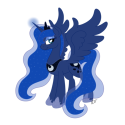 Size: 1000x1000 | Tagged: safe, artist:artisticpup, princess luna, g4, female, magic, simple background, solo, spread wings, transparent background