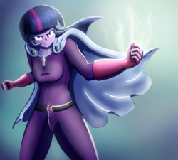 Size: 2000x1800 | Tagged: safe, artist:crunchtherobot, twilight sparkle, equestria girls, g4, cape, clothes, crossover, female, one punch man, saitama, solo