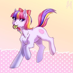 Size: 1500x1500 | Tagged: safe, artist:margony, oc, oc only, pony, bow, candy, female, food, hair bow, lollipop, mare, solo