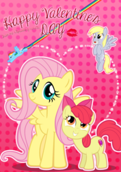 Size: 2480x3508 | Tagged: safe, artist:xxpudding-cakexx, apple bloom, derpy hooves, fluttershy, rainbow dash, pegasus, pony, g4, card, cutie mark, female, filly, high res, mare, the cmc's cutie marks, valentine's day