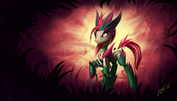 Size: 1944x1111 | Tagged: safe, artist:zigword, original species, plant pony, pony, jungle, league of legends, plant, ponified, solo, vine, zyra