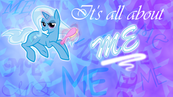 Size: 1366x768 | Tagged: safe, artist:scissorsrunner, trixie, pony, unicorn, g4, brushie brushie, female, hairbrush, mare, smiling, solo