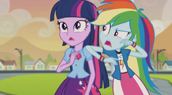 Size: 481x268 | Tagged: safe, rainbow dash, twilight sparkle, equestria girls, g4, my little pony equestria girls: rainbow rocks, duo